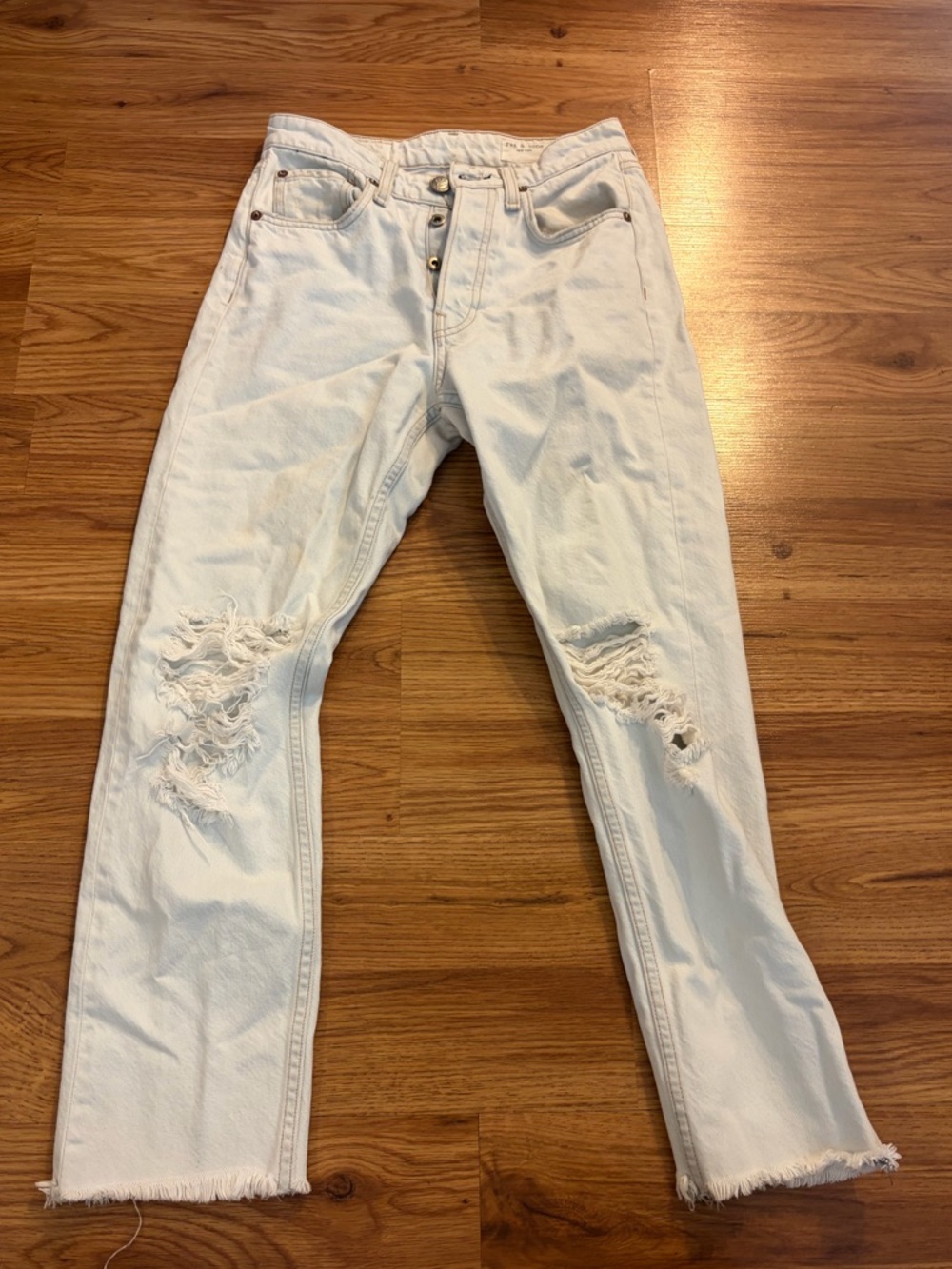 rag & bone White High-Rise Distressed Women's Jeans